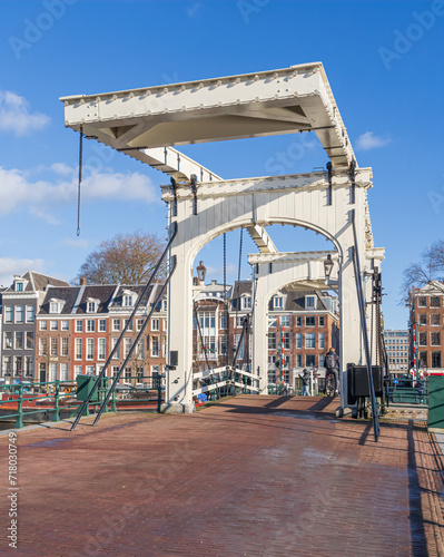Magere Brug or Skinny Bridge across the Amstel River in Amsterdam Netherlands photo