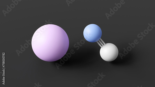 sodium cyanide molecular structure, poisonous compound, ball and stick 3d model, structural chemical formula with colored atoms