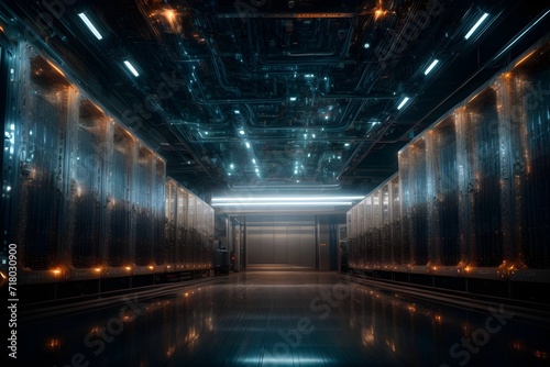 "Explore the cutting-edge world of quantum computing, where sleek servers pulse with the power of the universe and the air is alive with the ethereal glow of quantum data."   © Visal