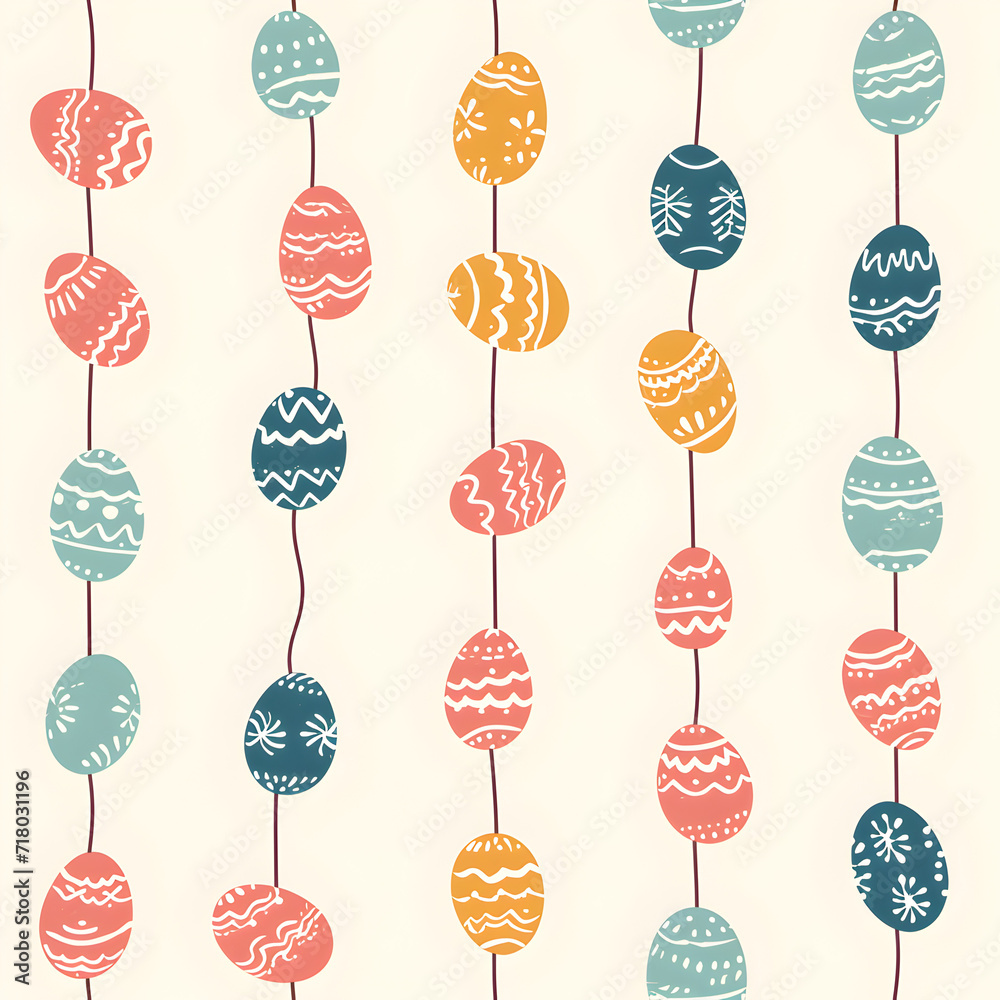 Cute hand drawn hanging easter eggs horizontal seamless pattern, fun garland, great for textiles, banners, wallpapers, easter cards and wrapping - vector design. Cute hand drawn hanging easter eggs horizontal seamless pattern, fun garland, great for textiles, banners, wallpapers, easter cards and wrapping - vector design.