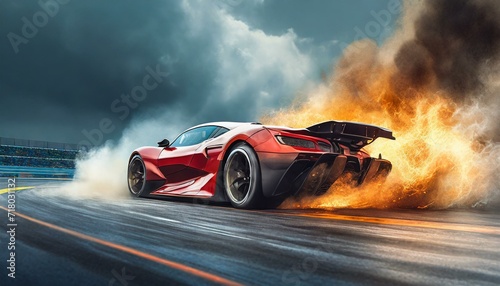Racing Resonance: Heatwaves of High-Octane Action" car, auto, speed, race, automobile, road, fast, vehicle