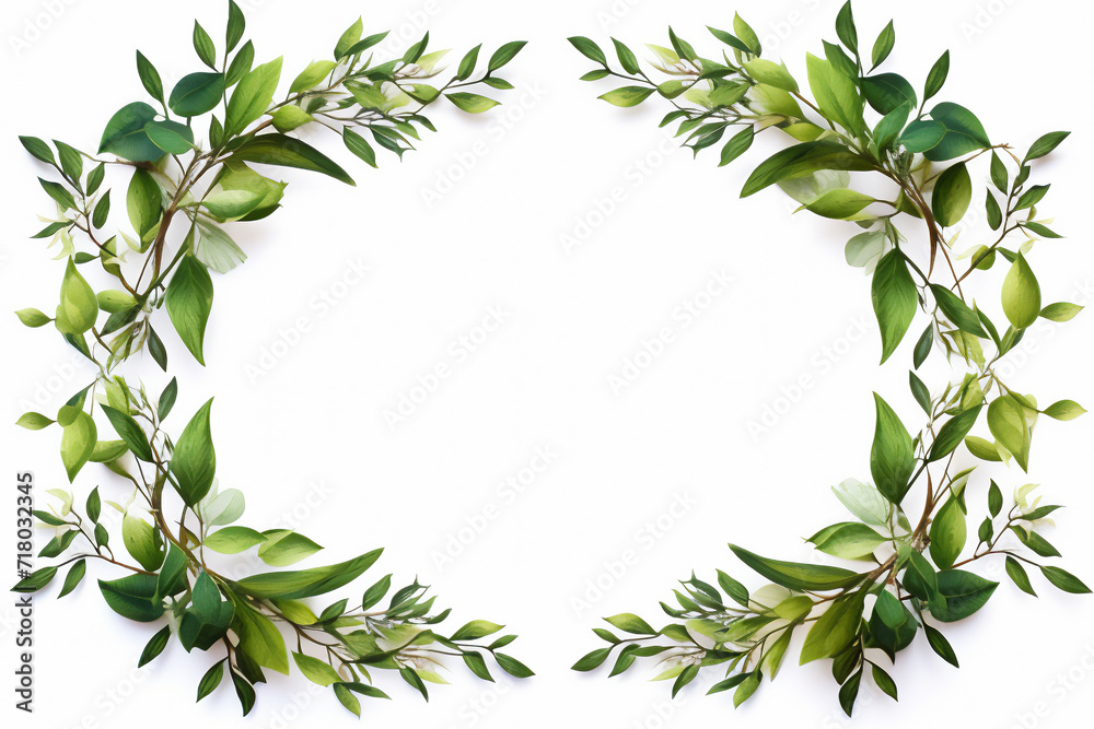 frame of plant and flowers with spring theme