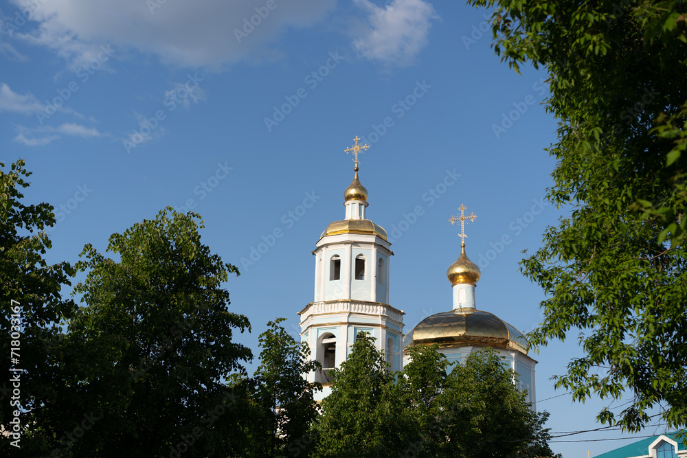 white orthodox church in summer
