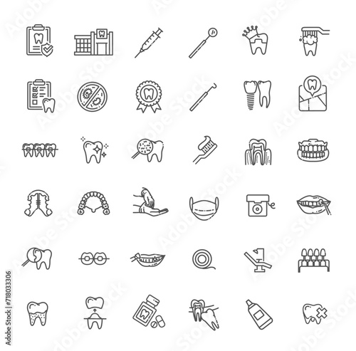 Dentistry and dental care. Vector icons