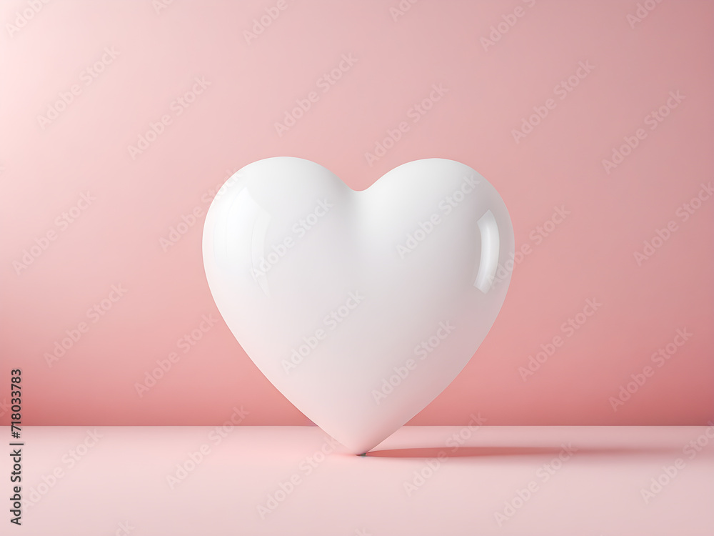 White heart on pink background. Love concept.