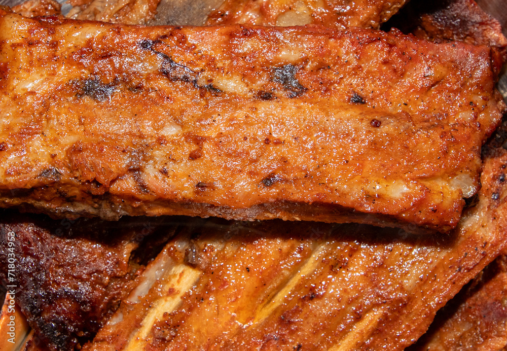 a close-up of ribs cooked in the oven a close-up of ribs cooked in the oven