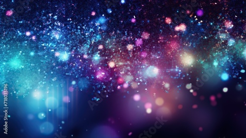 outer space. Abstract illustration with many lights on black background. Shining star. Decoration for holiday design.