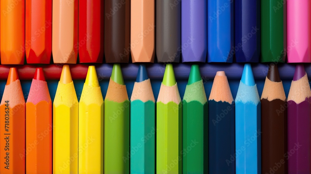 Crayons - set of colored pencils arranged. on a white background. colored pencils