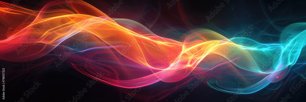 Abstract ranibow wave light painting with vibrant colors and dynamic patterns. Suitable for  for technology, abstract, motion graphics, and futuristic design projects. Vibrant and dynamic.