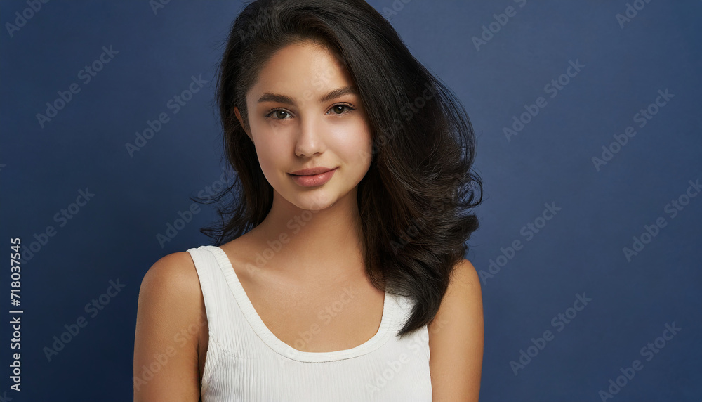 Fototapeta premium Beautiful brunette woman with long hair