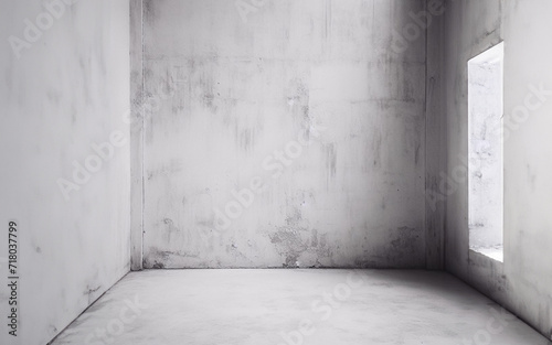 White floor and walls of the house, simple scene, minimalist old walls. white cement wall