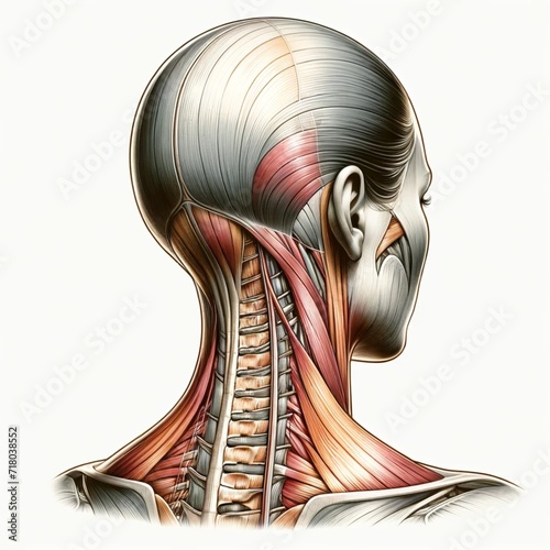 the posterior view of a head, covering from the top to base of neck photo