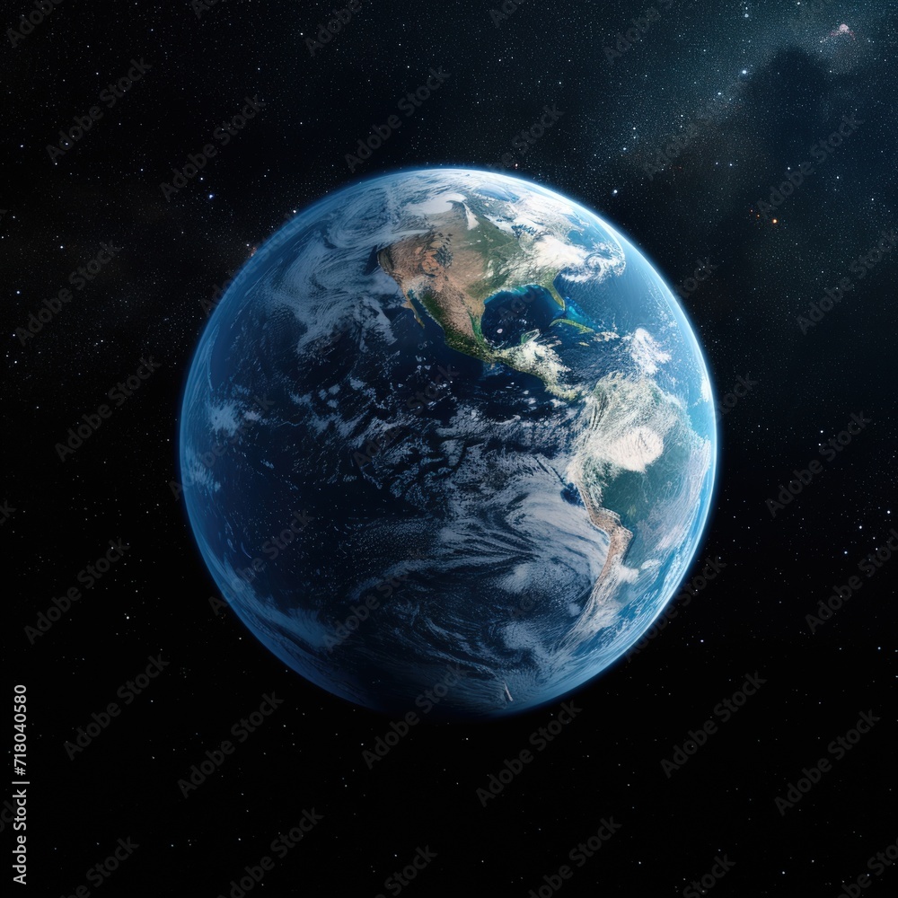 Illustration of planet Earth in outer space. The surface of the planet is a scientific background, astronomical events.