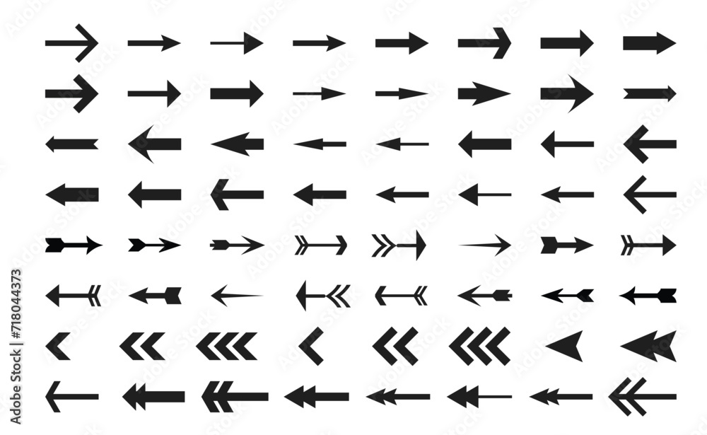 Arrow set, arrow big black icon set. Arrow vector collection. Modern simple arrows for web design. Vector illustration Arrow set, arrow big black icon set. Arrow vector collection. Modern simple arrows for web design. Vector illustration