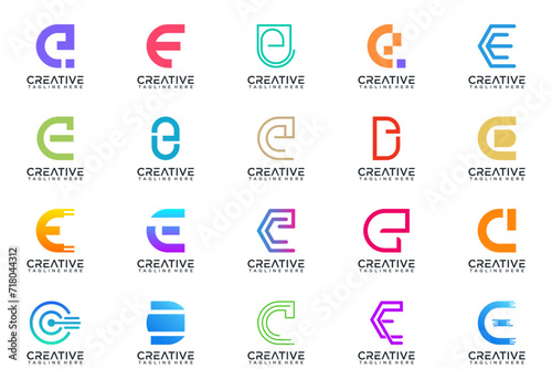 mega collection letter E logo design icon abstract logo