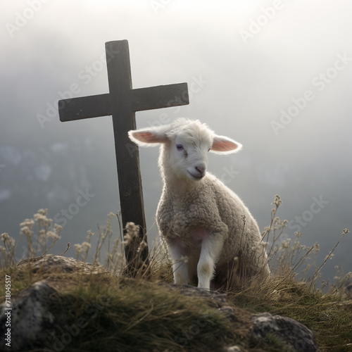 Small lamb and sheep sacrifice symbol photo