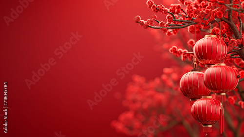 Happy Chinese new year Concept for holiday, Chinese Celebration. Traditional Chinese year. Red background Chinese Festival. photo