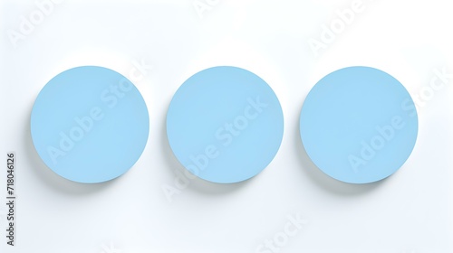 Set of sky blue round Paper Notes on a white Background. Brainstorming Template with Copy Space