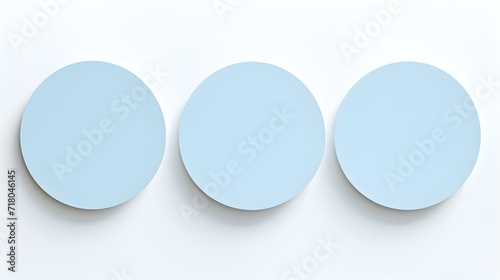 Set of sky blue round Paper Notes on a white Background. Brainstorming Template with Copy Space