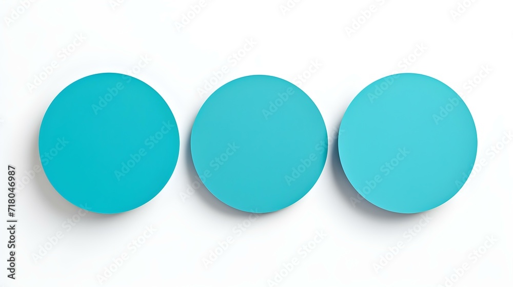 Set of turquoise round Paper Notes on a white Background. Brainstorming Template with Copy Space Set of turquoise round Paper Notes on a white Background. Brainstorming Template with Copy Space