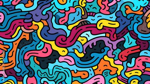 Funny doodle seamless pattern, artistic background