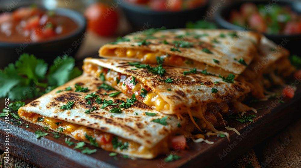 quesadilla with cheese decorated on a plate quesadilla with cheese decorated on a plate