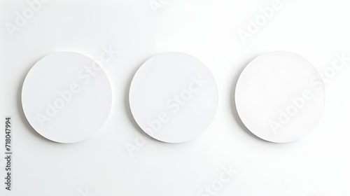 Set of white round Paper Notes on a white Background. Brainstorming Template with Copy Space