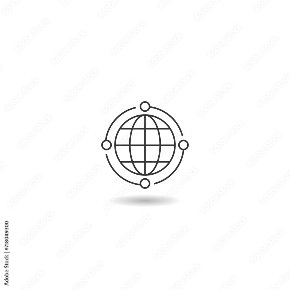 Global relocation line outline icon with shadow