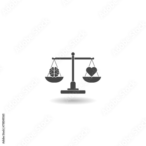Принти на полотні Heart and brain on scales icon with shadow