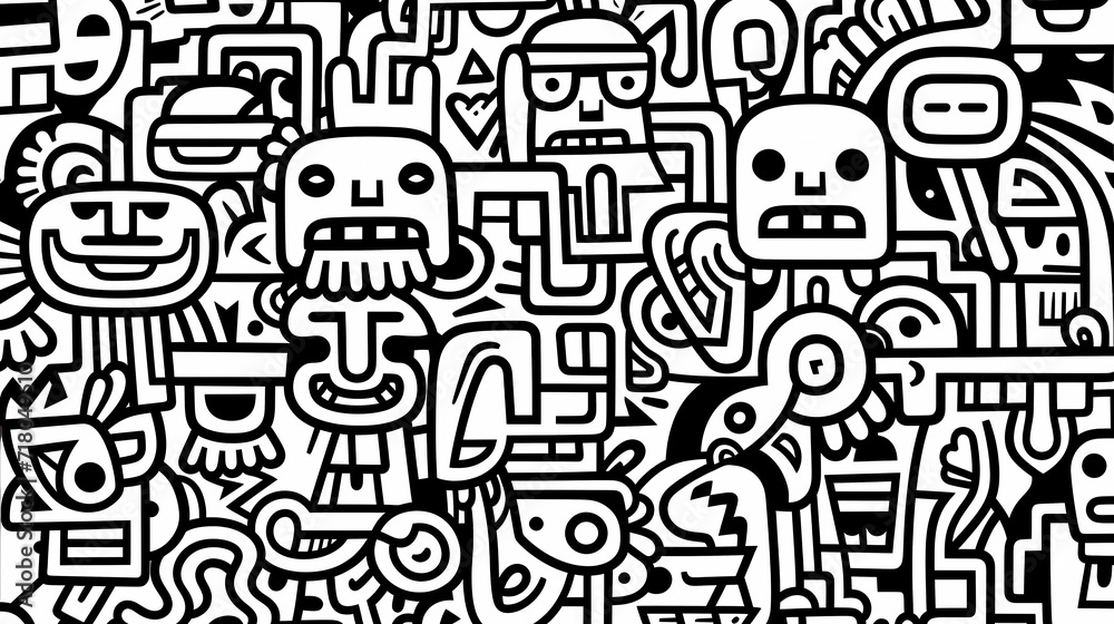 Funny doodle seamless pattern, artistic background Funny doodle seamless pattern, artistic background