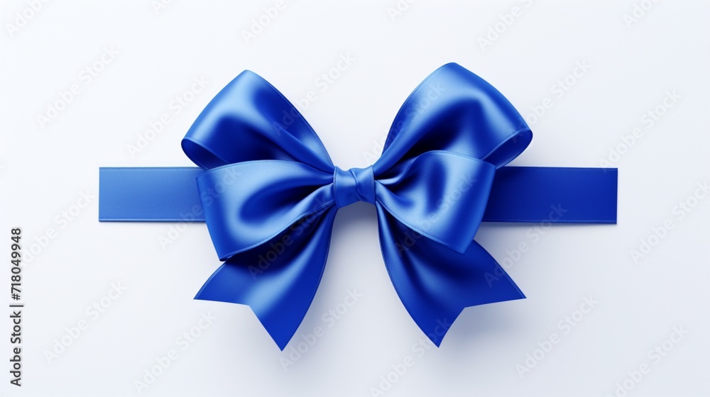 A sophisticated blue ribbon with a chic bow, placed on a white background, highlighting the ribbon's smooth surface and the bow's flawless structure in a high-resolution image A sophisticated blue ribbon with a chic bow, placed on a white background, highlighting the ribbon's smooth surface and the bow's flawless structure in a high-resolution image