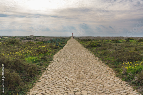 Ruins of the Fort of San Antonio de Beliche, walkway to the lighthouse at Cape St. Vincent. Sagres, Portugal