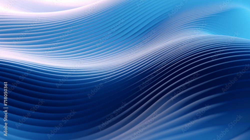 Fototapeta premium Blue waves pattern abstract background - ai generative