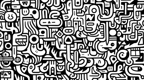 Funny doodle seamless pattern  artistic background