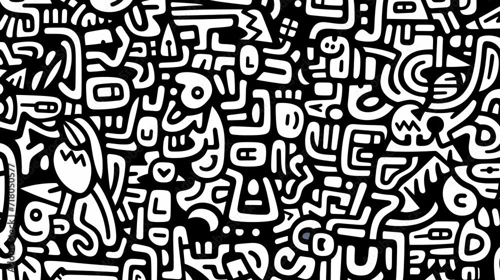 Funny doodle seamless pattern, artistic background