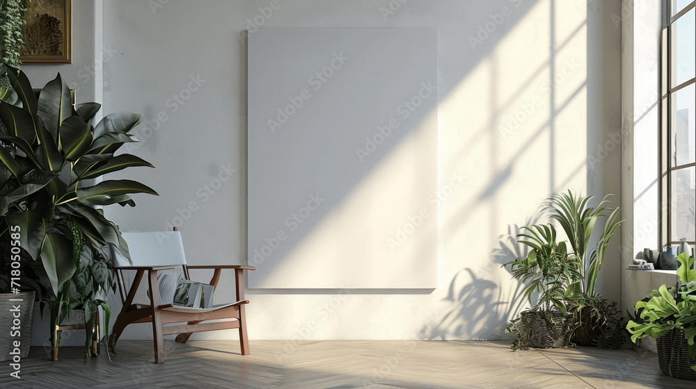 Canvas mockup in modern art studio. Generative Ai Canvas mockup in modern art studio. Generative Ai