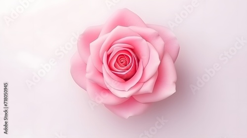 Decorative web banner. Close up of blooming pink roses flowers and petals isolated on white table background. Floral frame composition. Empty space  flat lay  top view