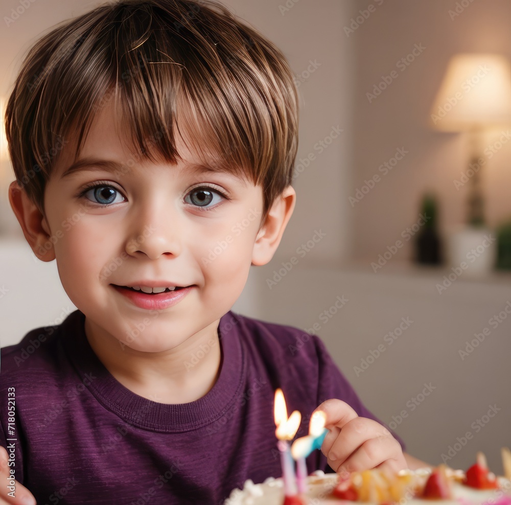 Happy birthday excited child boy celebrating and having fun at a kid's birthday party
Happy birthday excited child boy celebrating and having fun at a kid's birthday party