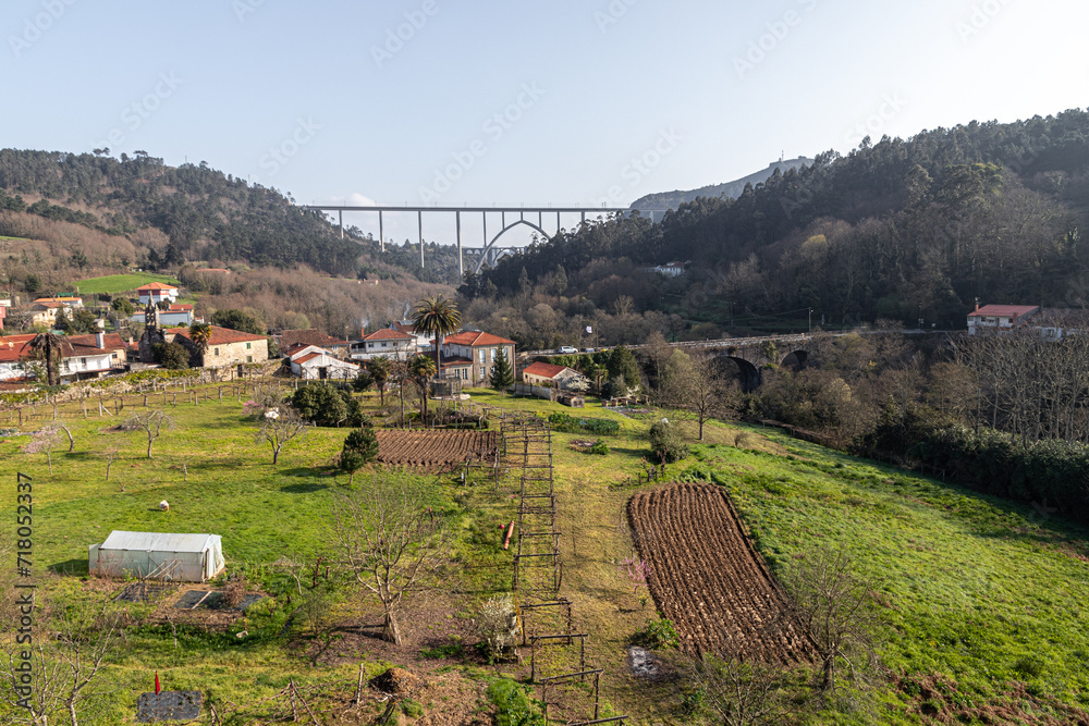 A Ponte Ulla, Spain. The two viaducts of Gundian over the river Ulla