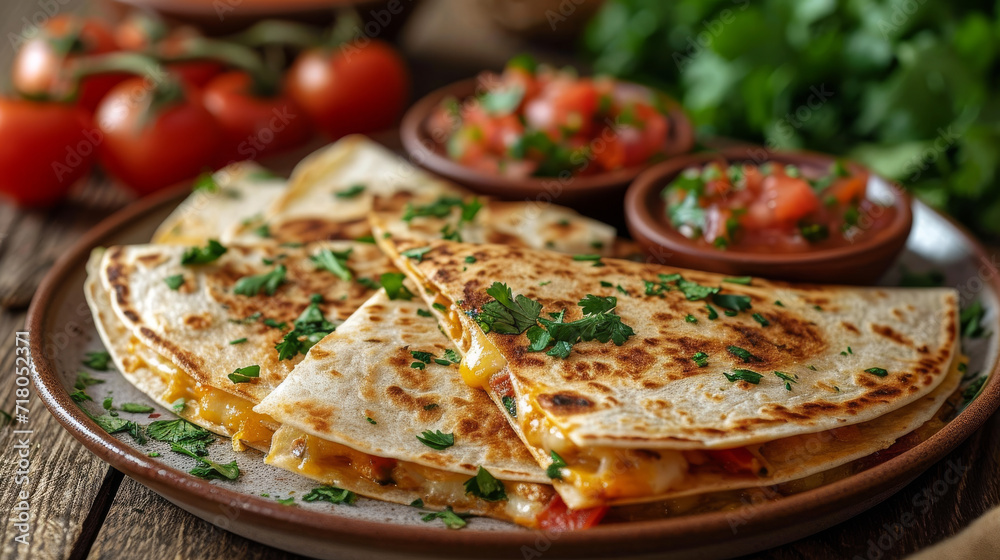quesadilla with cheese decorated on a plate quesadilla with cheese decorated on a plate