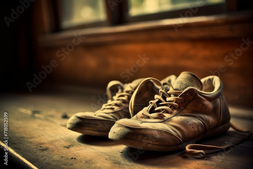 Old worn out gym shoes