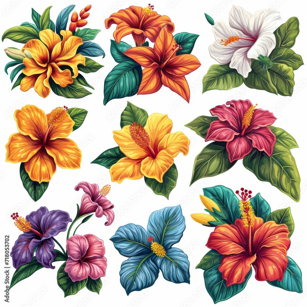 Tropical flowers in vector format