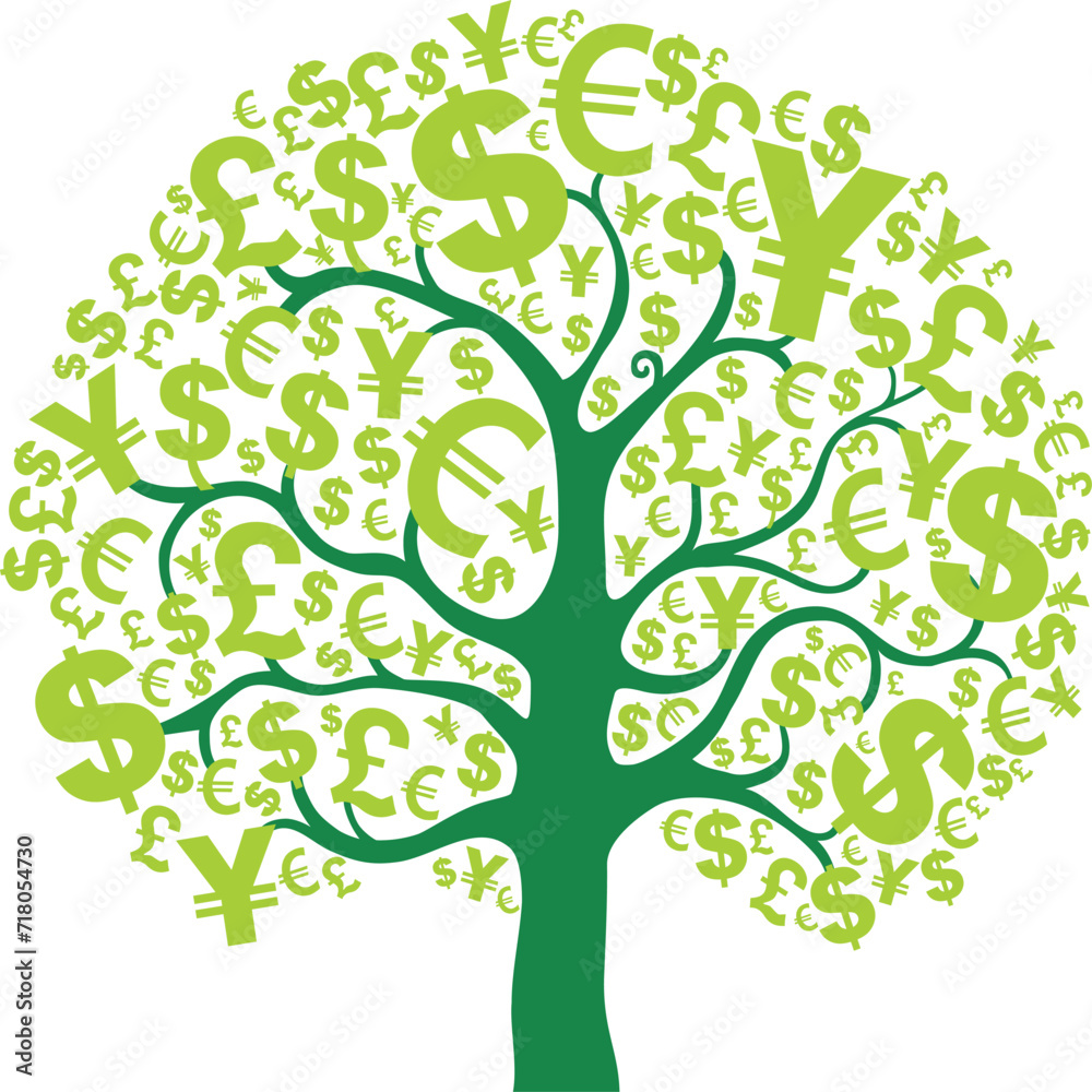 Green money tree isolated on White background. symbol of successful business. Vector Illustration Green money tree isolated on White background. symbol of successful business. Vector Illustration