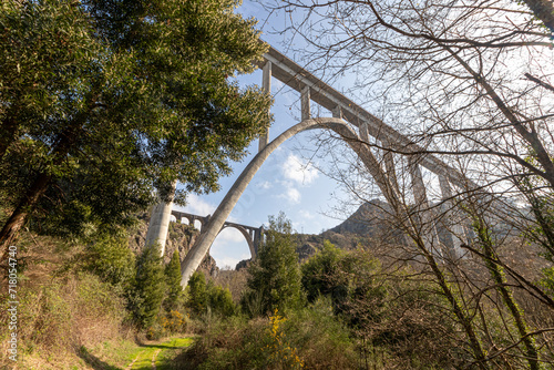 A Ponte Ulla, Spain. The two viaducts of Gundian over the river Ulla photo