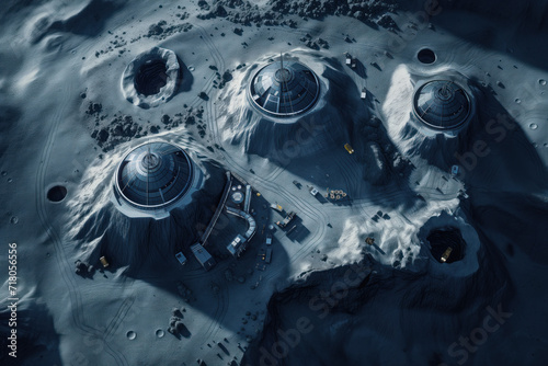 Photo A human colony on the Moon. Created with Generative AI technology