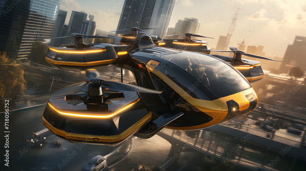 HoverHorizon: Futuristic Sky Taxis Redefining City Commutes