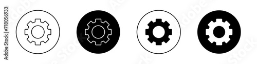 Settings icon set. cogwheel gear computer button in a black filled and outlined style. cog wheel settings function sign. photo