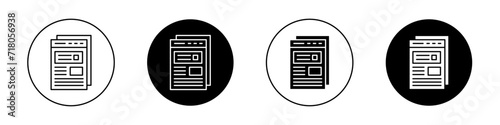 Feedback form icon set. Survery inquiry templaye in a black filled and outlined style. online checklist layout sign.