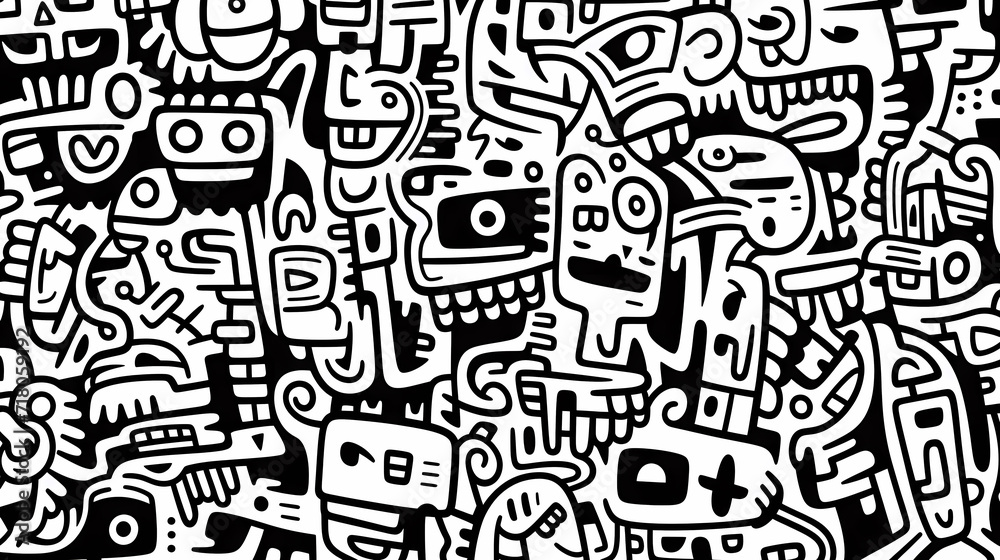 Abstract seamless doodle background, artistic backdrop