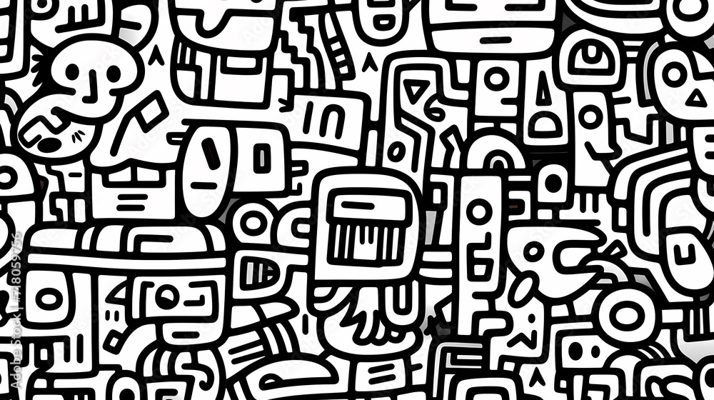 Abstract seamless doodle background, artistic backdrop